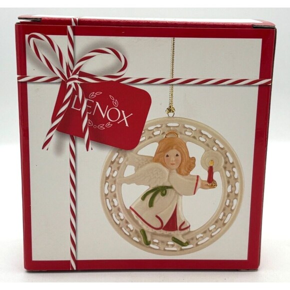 Lenox Pierced Figural Angel Christmas Ornament Bone China 24K‎ Gold Accent 3.5" - Picture 1 of 16